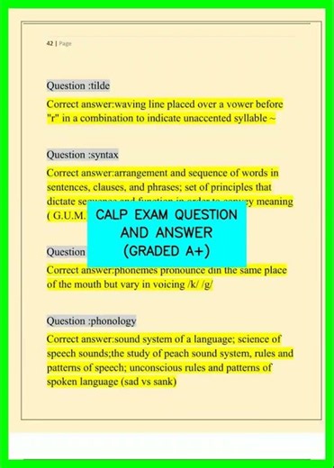 CALP EXAM QUESTION AND ANSWER GRADED A+ video