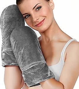 Heated Mitts for Arthritis, Microwavable Hand Warmer for Women Men in Cases of Stiff Joints, Trigger Finger, Warm Therapy Mittens Unscented Hand Muff, Grey