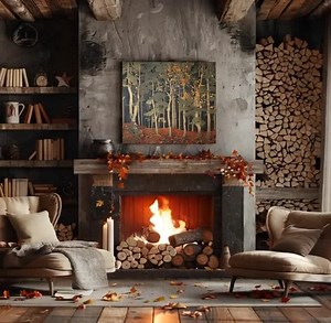 William Morris Inspired Rustic Autumn Decor, Autumn Forest Canvas Wall Art, Vintage Botanical Art, Elegant Seasonal Canvas Print - Etsy