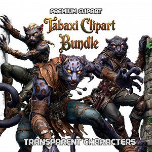 Tabaxi Clipart Bundle | Catfolk Rogue PNG, Fantasy RPG Character Art, Tabletop Beast Race, Feline Warrior & Merchant Thief - Etsy