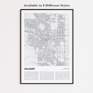 Calgary Map Print, Calgary Travel Map, Calgary Wall Decor Art, Calgary Alberta, Housewarming Gift - Etsy Canada