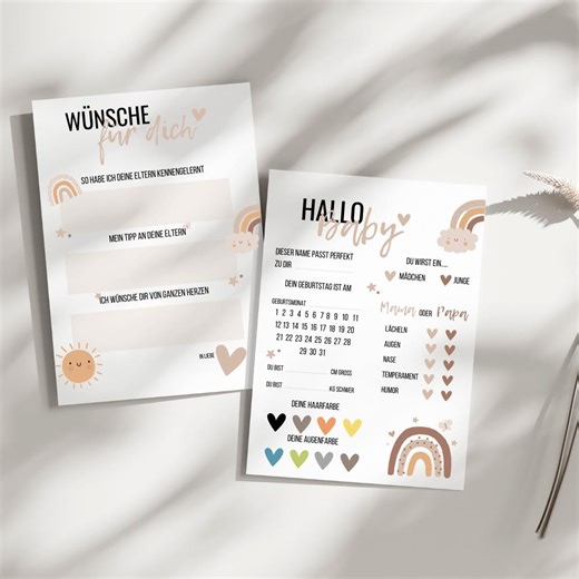 Hello Baby | Baby Shower Fill-in Cards – Digital Printable Game | Baby Keepsake Letter | Baby Shower Tip Cards - Etsy