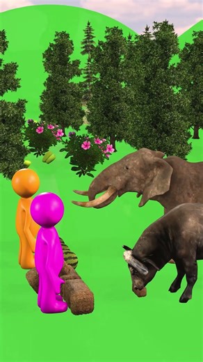 Stickman Feeds Animals… The Ending is Crazy! 🐘🐄🥚#shorts #animals #viral