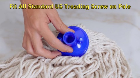 Cotton String Screw on Mop Replacement Head Compatible with All Standard US Threading Pole (Acme 3/4 inch Thread) - 2 PCS