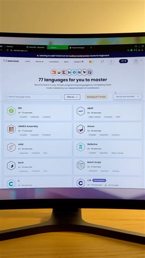 Learn 77 programming languages with this site!