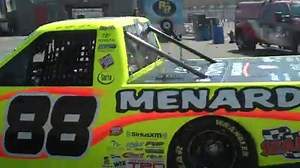Matt Crafton sails back into his Iowa Speedway garage stall after a practice run. | ThorSport Racing | Facebook
