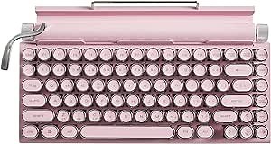 Taiahiro Wired & Wireless Retro Multi-Device Mechanical Typewriter, Compact 80% Layout Keyboard, Hotswappable, Bluetooth 5.0, Round Keycaps, LED Backlit, for Windows/macOS/Android/Linux, Brown Switch