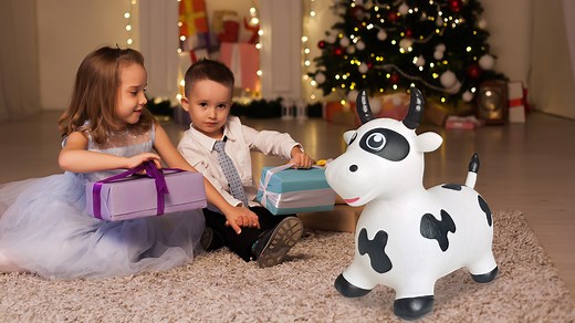 Watch Cow Bouncy Horse, Inflatable Bouncing Animal Hopper Toy on Amazon Live