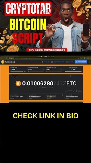 New CryptoTab Bitcoin Script | How to Earn Bitcoin Fast #shorts #bitcoin