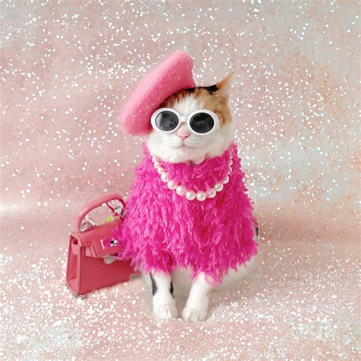 Pink Fur Pet Dress: Cat Dog Costume for Photoshoot - Etsy