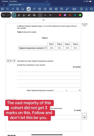 AQA Chem Paper 1 2024 H. 3 mark calculation question. Would you have got 3/3? Follow along to learn more GCSE Science and Maths #chemistry #gcse2026 #gcsemocks #gcsetutor #gcsechemistry