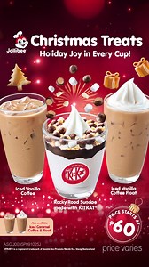 21 reactions | Feel the holiday joy in every cup with the ALL-NEW Rocky Road Sundae made with KITKAT, Iced Vanilla Coffee & Iced Caramel Coffee! ☕ Price starts at 60. Price varies. Iced Vanilla & Caramel are also available in floats. | Jollibee | Facebook