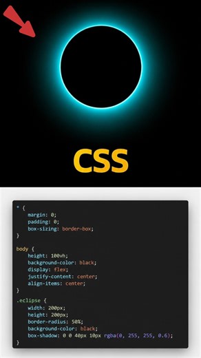 #video #css CSS Eclipse Effect 🌑🔥 | HTML CSS Animation #youtubeshorts #coding #html #programming
