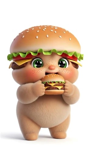 cute baby HAMBURGER burger ASMR #asmr #cute #eating #burger #hamburger #baby