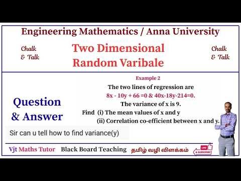 Correlation Coefficient / Regression Example 1.1 | Probability | Solved Examples | Tamil Explanation