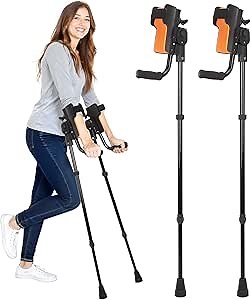 3-Angle Adjustable Forearm Crutches for Adults - Ergonomic Non-Slip Handles with EVA Elbow Support, Foldable Arm Crutches Forearm for Leg Injury, Surgery Recovery, Disabled (1 Pair)