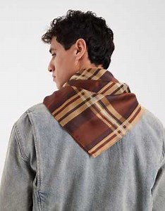 ASOS DESIGN satin headscarf in check print | ASOS