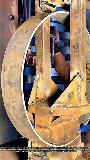 Machine to roll flat metal bars into round iron frames