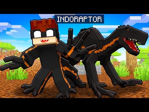 JOGANDO como um INDORAPTOR no Minecraft!! *Dinossauro Híbrido*