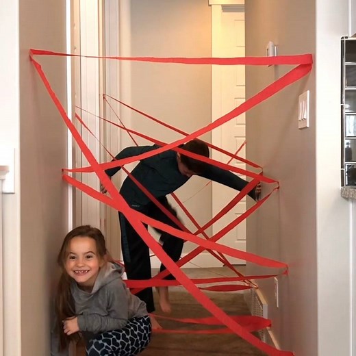 858K views · 945 reactions | Too cold for the kids to play outside? Build a LASER MAZE in your hallway! This and 50 more EASY INDOOR ACTIVITIES for kids here: https://www.itsalwaysautumn.com/best-indoor-kid-crafts-activities.html | It's Always Autumn | Facebook