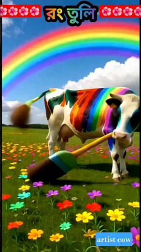 "Cow cartoon🌈 Magical Cow Painting the World with Its Tail | Funny Rainbow Cow 🐄✨#Shorts