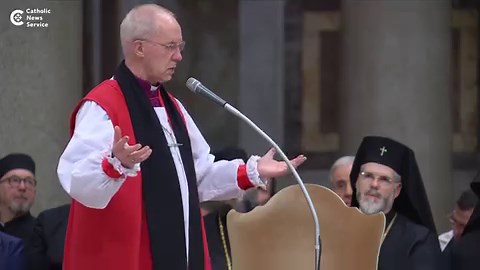 Pope Francis, with Anglican Archbishop Justin Welby of Canterbury, celebrated an evening prayer service at Rome's Basilica of St. Paul Outside the Walls to close the Week of Prayer for Christian Unity. | Catholic News Service