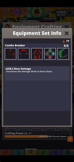 Tap Titans 2: Combo Breaker Crafting Equipment Event Set. #bossdamage #eventset #craftingequipment