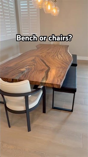 Bench or Chairs? Live Edge Table Setup That Changes Everything 👀 #diningtable #liveedge