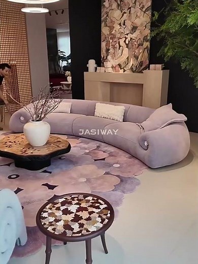 RINGCHEN Modern Curved Velvet Sofa | Luxury Crescent Sectional Couch for Large Living Room |
