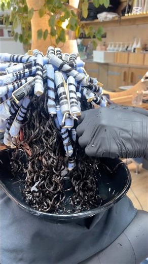 Spiral perm from twisting to finish! #curly #curls #perm