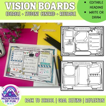 Editable Vision Board Templates for Students | Back to School Goal Setting