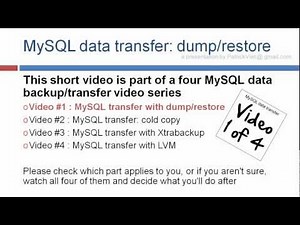 MySQL mysqldump , dump and restore howto tutorial
