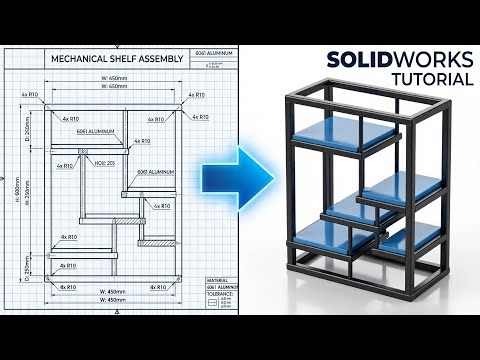 SolidWorks Weldments Tutorial - Mechanical Shelf Assembly Design in SolidWorks | 6061 Aluminum Frame