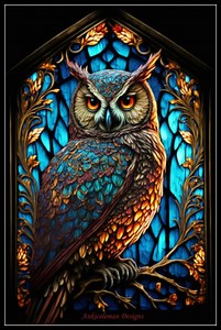 Stained Glass Owl - Counted Cross Stitch Patterns - Printable Chart PDF Format Needlework Embroidery Crafts DIY DMC Color - B&W Symbols - Etsy