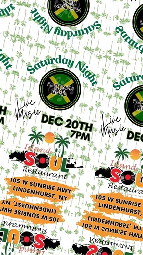 🎶🔥 LIVE REGGAE & SOCA NIGHT AT ISLAND SOUL LI! 🔥🎶 We’re BACK and excited to bring the vibes to Island Soul LI! 🌴 Join us TONIGHT - Saturday, December 20th for an unforgettable night with Platinum One Band LIVE! 🕖 Party starts at 7PM 🎤 Live Reggae & Soca all night 🍽️ Food • 🍹 Drinks • 🎉 Nonstop Party Vibes 📍 Island Soul LI 105 W Sunrise Highway, Lindenhurst, NY Come feel the rhythm, catch the energy, and celebrate the night with us! See you there! 🔥 #PlatinumOneBand #IslandSoulLI #Liv