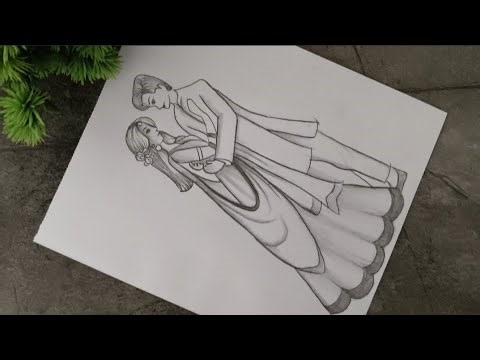 Easy Indian Wedding Couple Drawing 💑 Romantic Bride & Groom Sketch Step by Step Pencil Art Tutorial