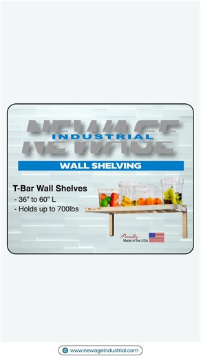 Wall Shelves are ideal for maximizing unused, vertical storage space to organize above sinks, stoves, tables and other places. Solid Wall Shelves have a marine edge to contain moisture from spills. T-Bar Shelves have open slats for proper draining and airflow. Inverted T-Bar Shelves can be used for overhead storage or above appliances such as upright freezers or refrigerators. Inverted wall shelves have the mounting support located above them, instead of below, allowing for flexible configuratio