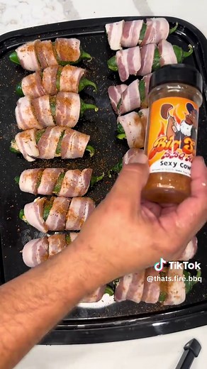Jalapeño poppers I used @DRIP EZ container so I didn’t make a mess. I used @Coolina knife to cut my jalapeños like butter 16 oz cream cheese 1 cup cheddar cheese 1/2 jar of @Melinda's Hot Sauce Pepper jelly 3 Tbsp @TFTI BBQ - Tony Ramirez cajun seasoning 3 Tbsp @Sonia & Ruben Signature blend top the bacon with @bigsexybbqrub sexy sweet heat ! Put in the the @pitboss300° for one hour Top them with Melinda’s hot honey #jalapeno #jalapenocreamcheese #jalapenopopper #baconwrapped #gamedayfood