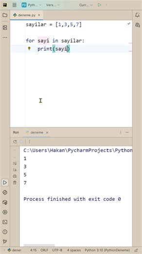 Python'da for Döngüsü 1 #python #yazılım #yazılımmühendisliği