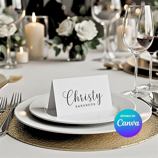 Minimalist Place Cards Made for You, Flat and Foldable Table Name Card Printable, Wedding Guest Tag, Dinner Party Seating Card - Etsy