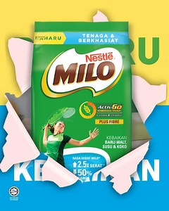 539K views · 2.7K reactions | Tahukah anda? Serat itu penting untuk anak kerana ia membantu pencernaan yang baik. Nikmati LEBIH kebaikan dengan kandungan 2.5x serat bersama MILO® Activ-Go Plus Fibre BAHARU! | MILO Malaysia | Facebook