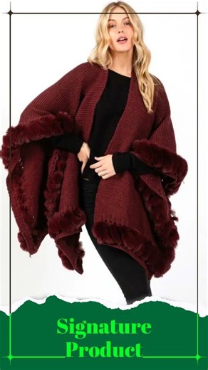 Faux Fur Trim Winter Cape Cardigan