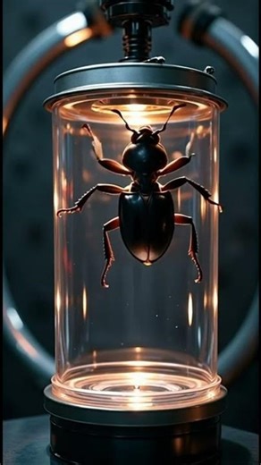 Dung beetle in a vacuum change until it explodes