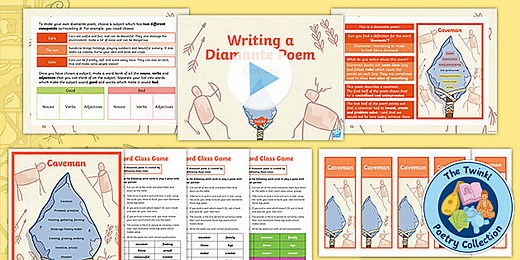 'Caveman' Stone Age Diamante Poem and Resource Pack