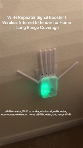Boost your internet signal with this powerful Wi-Fi repeater. Designed to eliminate dead zones, it extends wireless coverage for your home or office, delivering fast and stable internet for streaming, gaming, and work. Easy plug-and-play setup with universal router compatibility for seamless connectivity in every room. #wifirepeater #wifiextender #internetbooster #wifiboost #techtok