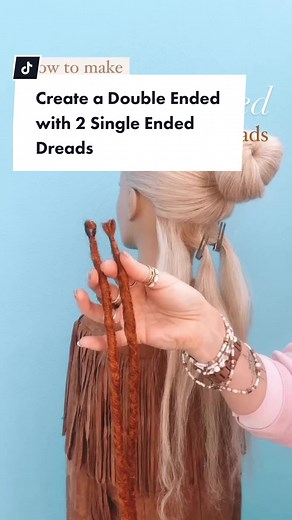 How to make a Double Ended with 2 Single Ended Dreadlock Extensions. An Easy way to create extra volume with the “slip-knot” method. #dreadtutorial #diyhair #hairtok #hairhack #hairtutorial