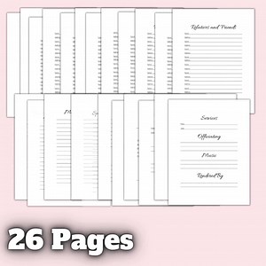 Funeral Guest Book Pages-instant Digital Download-pdf-26 Pages-size 8.5" X 11" - Etsy