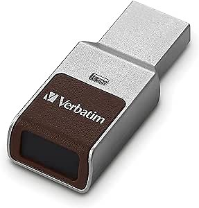 Verbatim 64GB Fingerprint Secure USB 3.0 Flash Drive with AES 256 Hardware Encryption – Silver