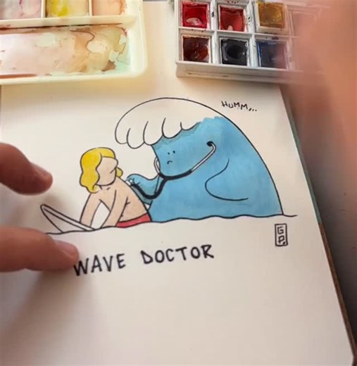 Surfcartoon ™ on Instagram: "🎉🎉🏄‍♂️A bit of backstage 🤙🤙🤙🏄‍♂️🌊🌊 This is a short clip from the longer video I posted a few days ago, where I showed you the various stages of how I create my drawings 🤙🤙 Share and subscribe 🤙🤙 #surf #surfing #surfers #surfboard #surfshop #surfinglife #surferslife #drawing #cartoon"