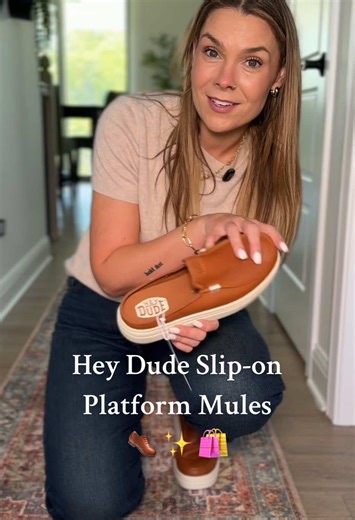 These @HeyDude platform mules are going to be my go-to shoes this fall! So comfy and love that they’re slip on so use busy moms can get out the door fast, but still look put together! #heydude